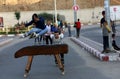 Palestinian children practice roller Skate at the streets