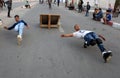 Palestinian children practice roller Skate at the streets