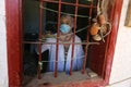 Palestinian cleans artifacts at the museum, while the Ministry of Tourism announced the closure of tourist places due to the outbr