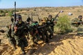 Palestinian fighters take part during a military drill carried by armed groups