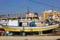 Palestinian fishermen in the sea port, of Gaza City