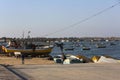 Palestinian fishermen in the sea port, of Gaza City