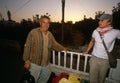 A Palestinian man with a NGO volunteer.