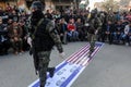 Palestinian militants in an anti-Israel military show in the southern Gaza Strip Royalty Free Stock Photo