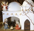 Palestinian nativity scene with holy family set in the middle ea Royalty Free Stock Photo