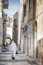 Old town cobbled street in ancient jerusalem city israel