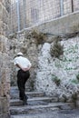 Old town cobbled street in ancient jerusalem city israel