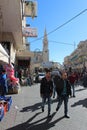 Palestinian people walking in the street in Bethlehem