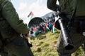 Palestinian protest and Israeli soldiers Royalty Free Stock Photo