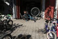 A Palestinian shop displays the used bicycles coming from Israel to reach Gaza through the Kerem Shalom crossing