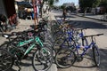 A Palestinian shop displays the used bicycles coming from Israel to reach Gaza through the Kerem Shalom crossing