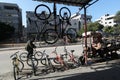 A Palestinian shop displays the used bicycles coming from Israel to reach Gaza through the Kerem Shalom crossing