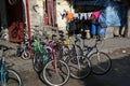 A Palestinian shop displays the used bicycles coming from Israel to reach Gaza through the Kerem Shalom crossing