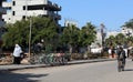 A Palestinian shop displays the used bicycles coming from Israel to reach Gaza through the Kerem Shalom crossing