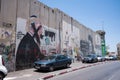 Palestinian side of the Israeli separation wall in Bethlehem with graffiti art Royalty Free Stock Photo