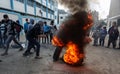 Palestinian students take part in a protest against the U.S. President Donald Trump`s Middle East peace plan