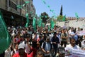 Palestinian supporters of Hamas attend a rally against Israel`s West Bank annexation plans