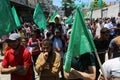 Palestinian supporters of Hamas attend a rally against Israel`s West Bank annexation plans