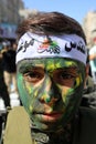 Palestinian supporters and members of the Islamic Jihad group take part in a rally marking the 33rd anniversary of the organisatio