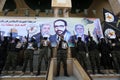 Palestinian supporters and members of the Islamic Jihad group take part in a rally marking the 33rd anniversary of the organisatio