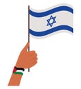 palestinian waving israel flag