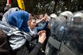 Palestinian women face riot police