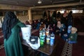 Palestinian women loyal to Hamas organize activities in a mosque