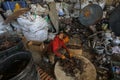 Palestinian workers collect solid waste `scrap` for export to Israel through the Karem Abu Salem crossing