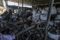 Palestinian workers collect solid waste `scrap` for export to Israel through the Karem Abu Salem crossing