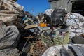 Palestinian workers collect solid waste `scrap` for export to Israel through the Karem Abu Salem crossing