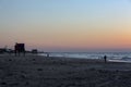 Palestinians enjoy themselves on the beach during sunset, in Gaza Strip