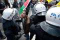 Palestinians face riot police