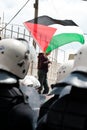 Palestinians face riot police