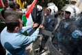 Palestinians face riot police