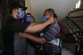 Palestinians maintaining social distancing attend the last Friday prayer of the fasting month of Ramadan