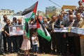 Palestinians participate in a march rejecting the policy of the Israeli annexation project in the West Bank and the Jordan Valley
