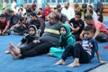 Palestinians perform the blessed Eid Al-Adha prayers at an UNRWA school