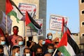 Palestinians protest against Israeli normalisation deals with the United Arab Emirates and Bahrain