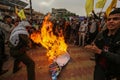 Palestinians protest during an anti-Israel protest over tension in Jerusalem