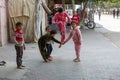 Palestinians in the streets of Rafah refugee camp in the southern Gaza Strip