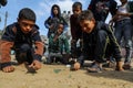 Palestinians in the streets of Rafah refugee camp in the southern Gaza Strip