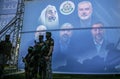 Palestinians supporters of Hamas attend an anti-Israel rally in the presence of Yahya Sinwar, leader of Hamas