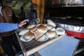 Palestinians working in a small bakery supported by a European charity Royalty Free Stock Photo