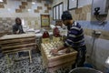 Palestinians working in a small bakery supported by a European charity Royalty Free Stock Photo