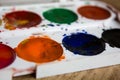 Palette of colorful watercolors close Royalty Free Stock Photo