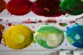 Palette of colorful watercolors close Royalty Free Stock Photo