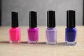 palette of colors of nail polishes business manicure for nails. Nail service. How to choose the color of nail polish Royalty Free Stock Photo