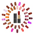 Palette of colours of lipstick Royalty Free Stock Photo