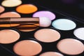 Palette concealer and correctors. Make-up base on black background Royalty Free Stock Photo