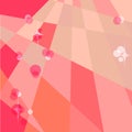 Palette of different fashionable shades of Living Coral. Glowing confetti on polygonal pink background.